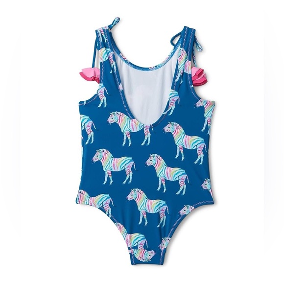Hatley Rainbow Zebra One Piece Swimsuit tie Shoulder Bow scoop back girls - Picture 8 of 9